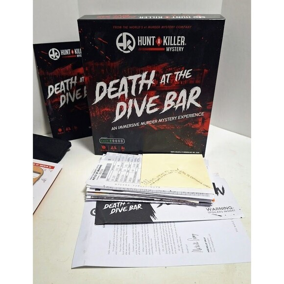 2020 GNOMISH HAT INC HUNT A KILLER MYSTERY DEATH AT THE DIVE BAR 100% COMPLETE - Picture 5 of 7
